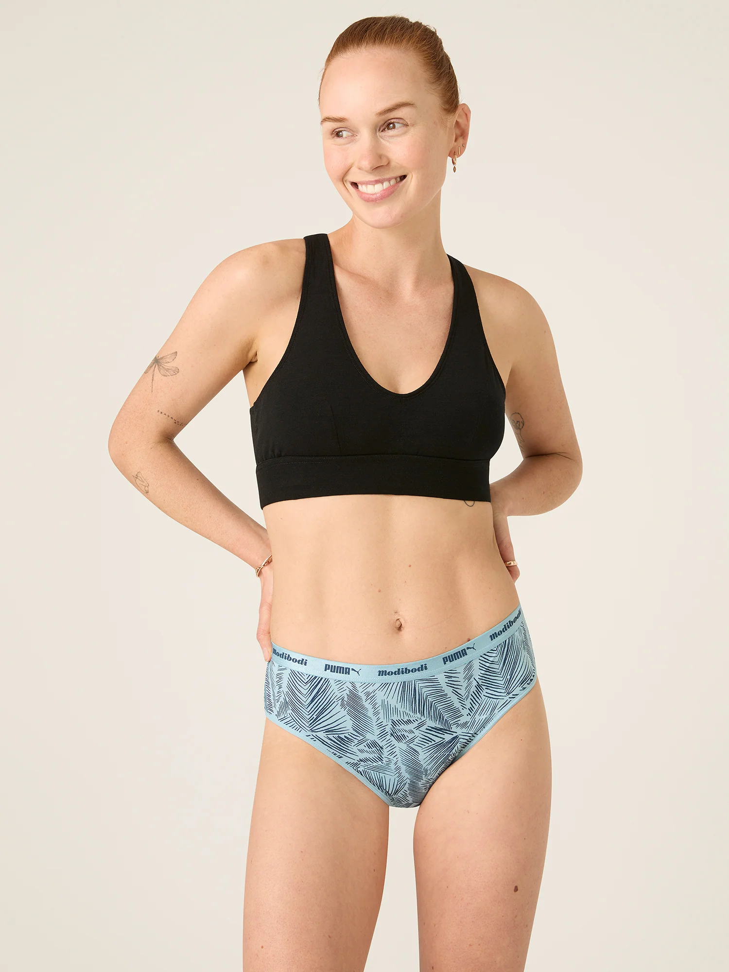 Puma X Modibodi Active Printed Classic Brief Moderate Palm Blue - Image 3