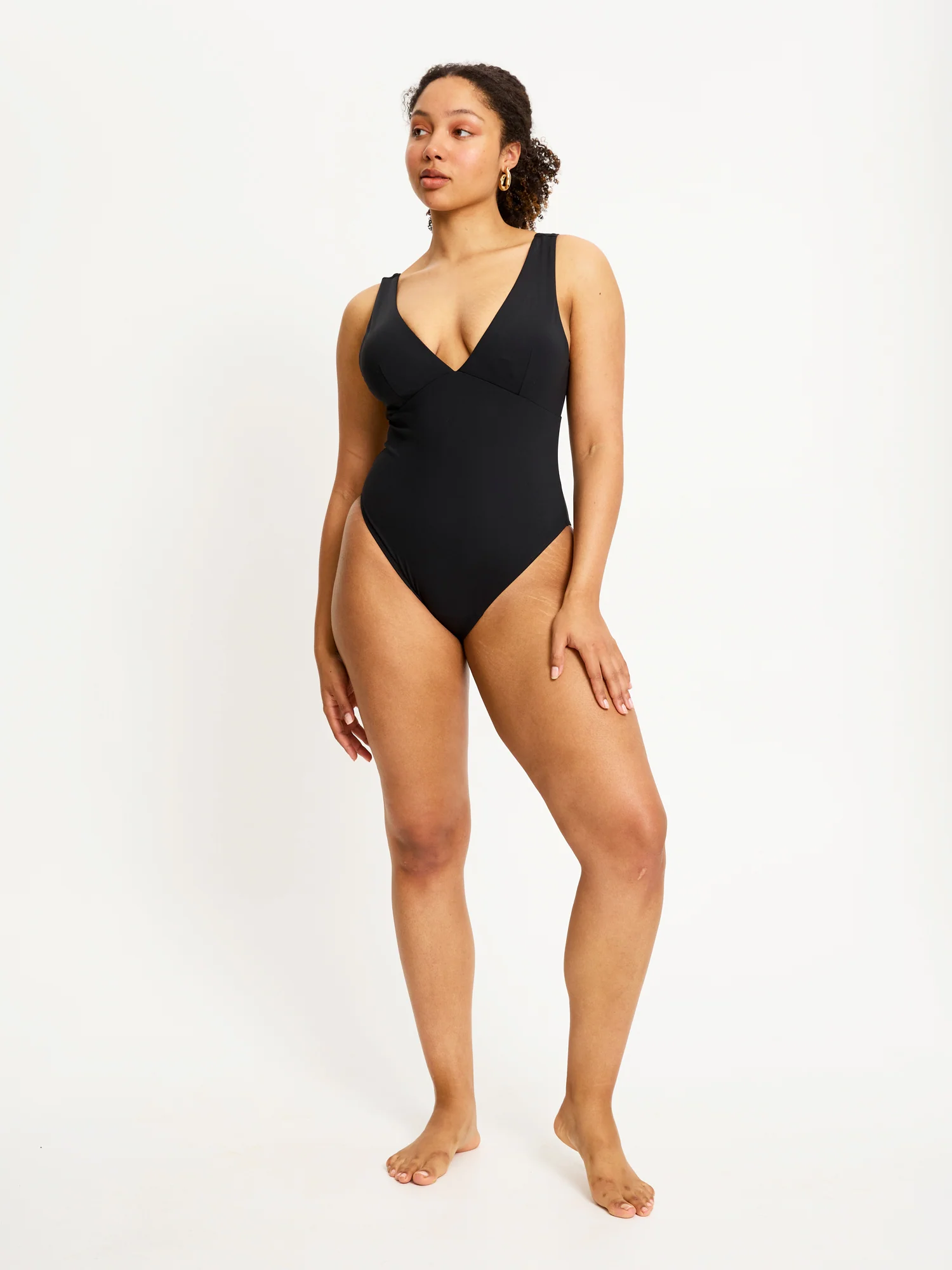 Swimwear V Plunge One Piece Light Black - Image 3